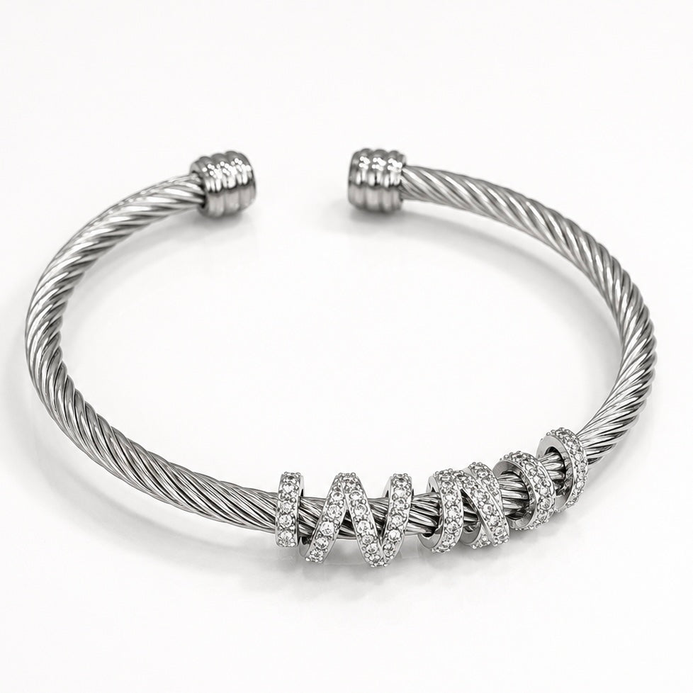 Serafina Spiral Pavé Cable Cuff Bracelet