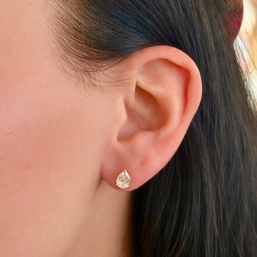 Diamond Pear Mini Studs