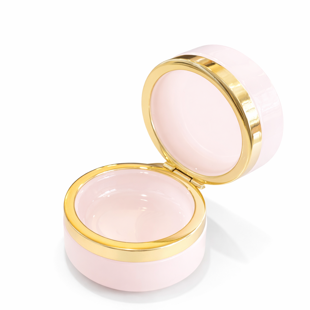 Small Round Pink Opaline Glass Box