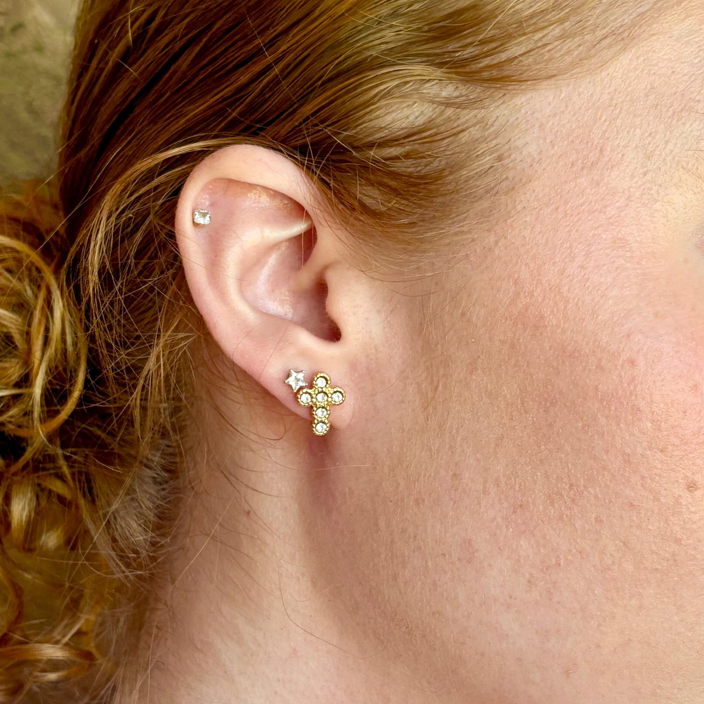 Diamond Cross Studs