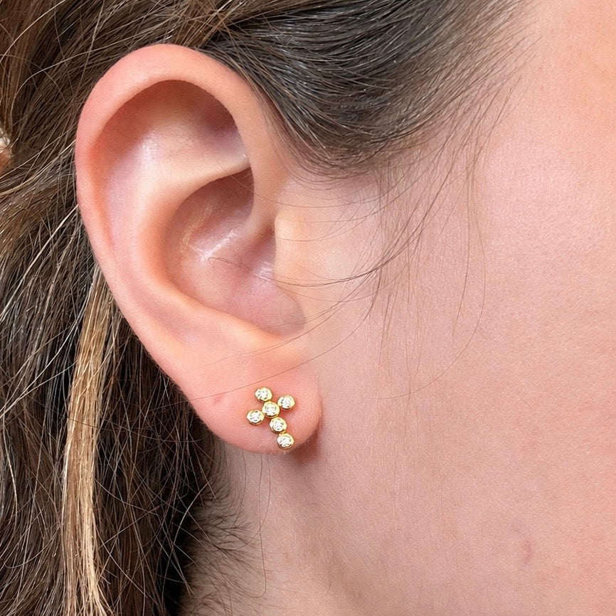 Dainty Crystal Cross Stud Earrings