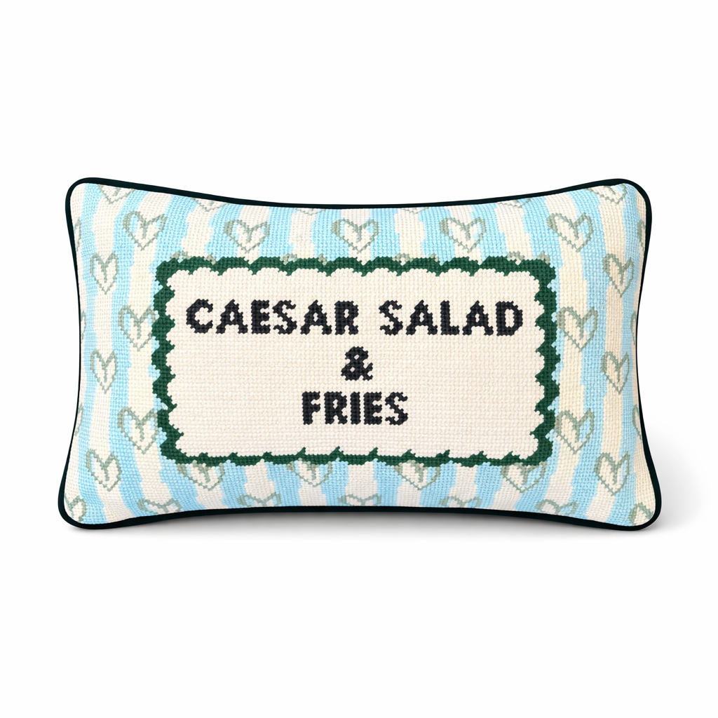 Ceasar Salad & Fries Girl Dinner Needlepoint Pillow