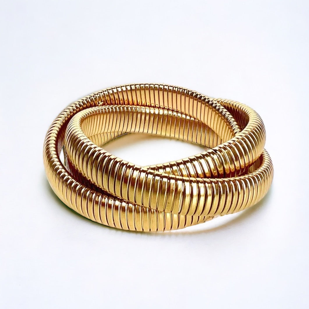 Gilded Grace Snake Stack Metal Bracelets
