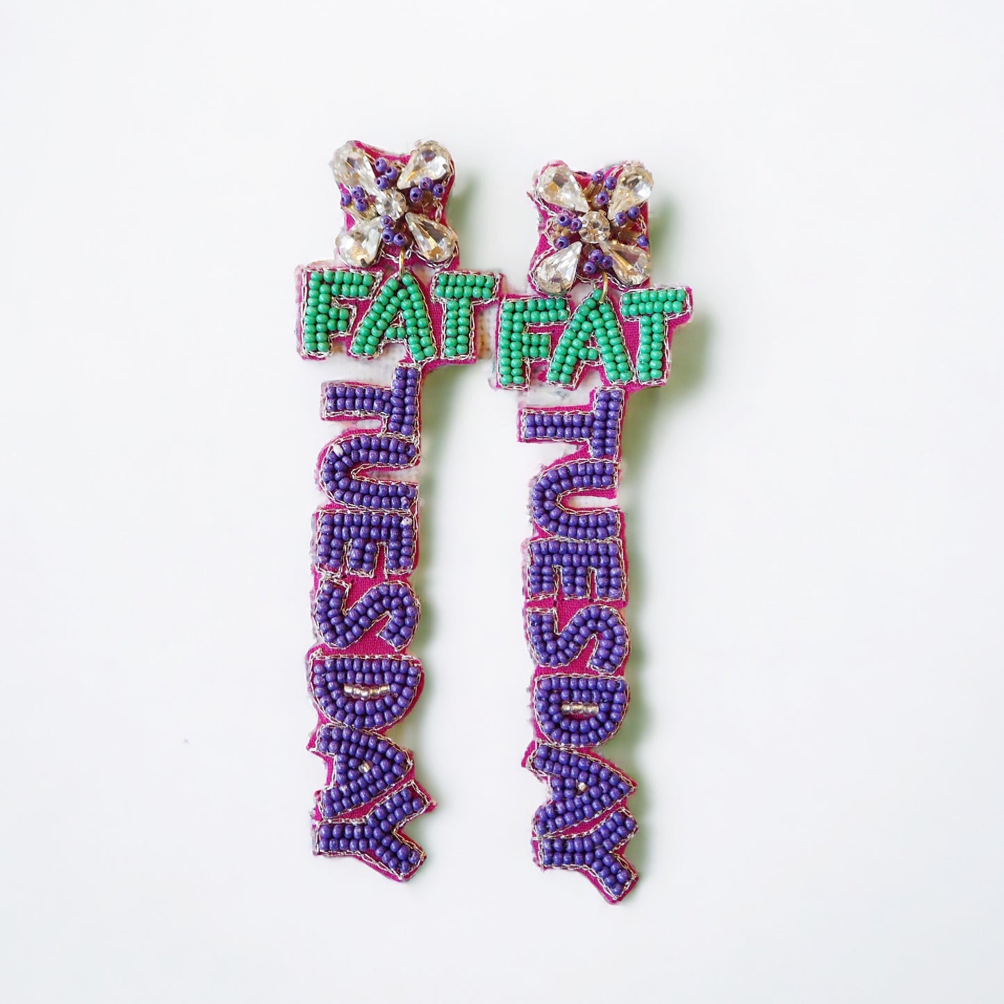 Mardi Gras Fat Tuesday Beaded Earrings~SALE