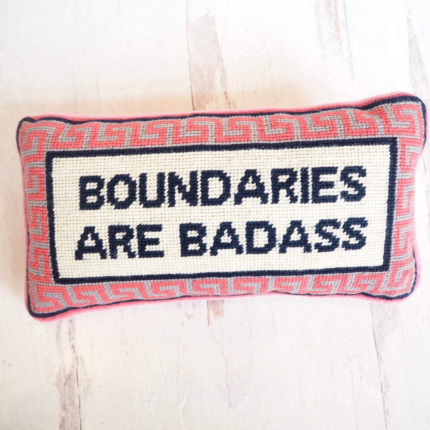 Girl Be Brave Needlepoint Boundaries are Badass Pillow