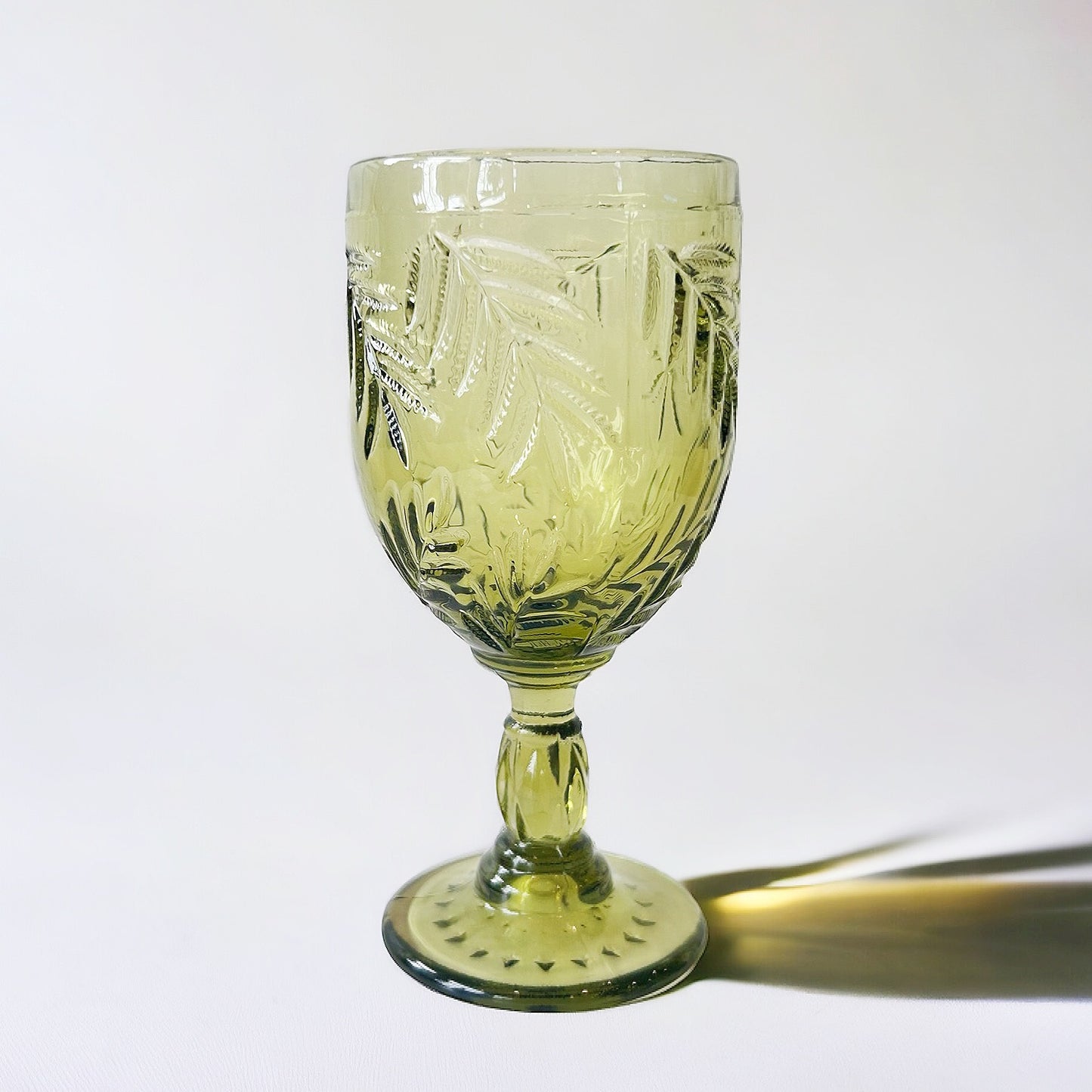 Fitz and Floyd Green Glass Palm Wine Goblets