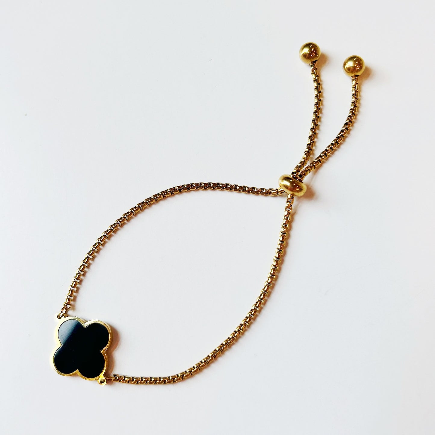 Midnight Noir Clover Drawstring Bracelet
