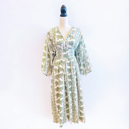 "Sage Jubilee" Linen Quarter Sleeve Dress~Final Sale~No Exchanges or Returns