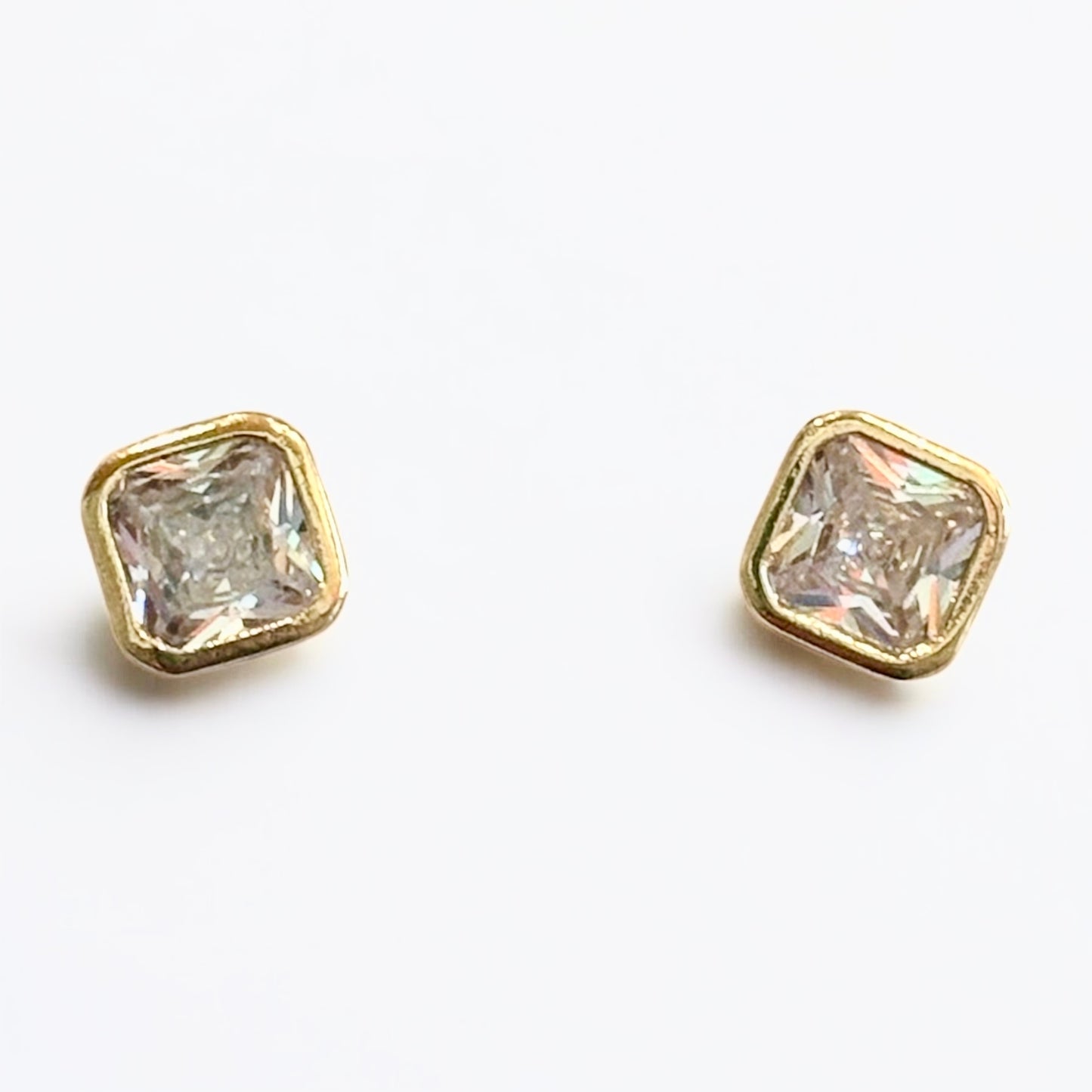 Gold Bevelled Diamond Studs