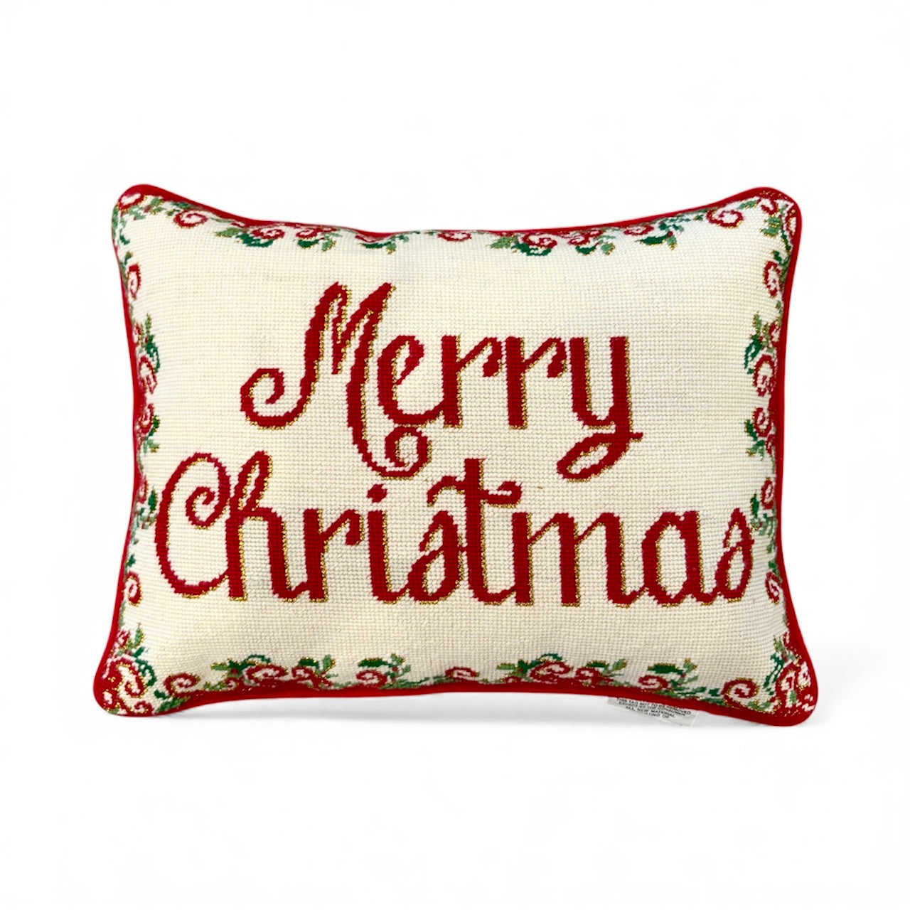 Merry Christmas Needlepoint Pillow