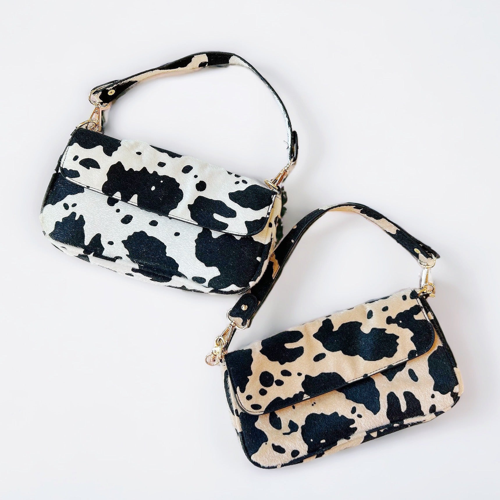 Cow Print Purse Black White