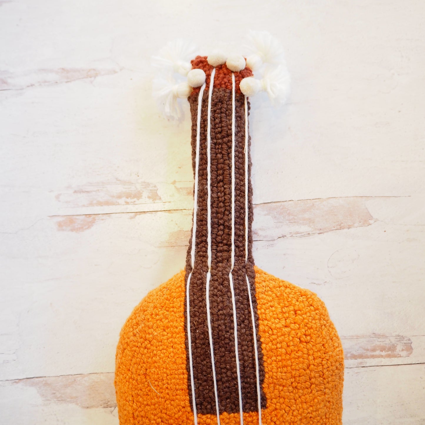 Hooked Guitar Shaped Pillow