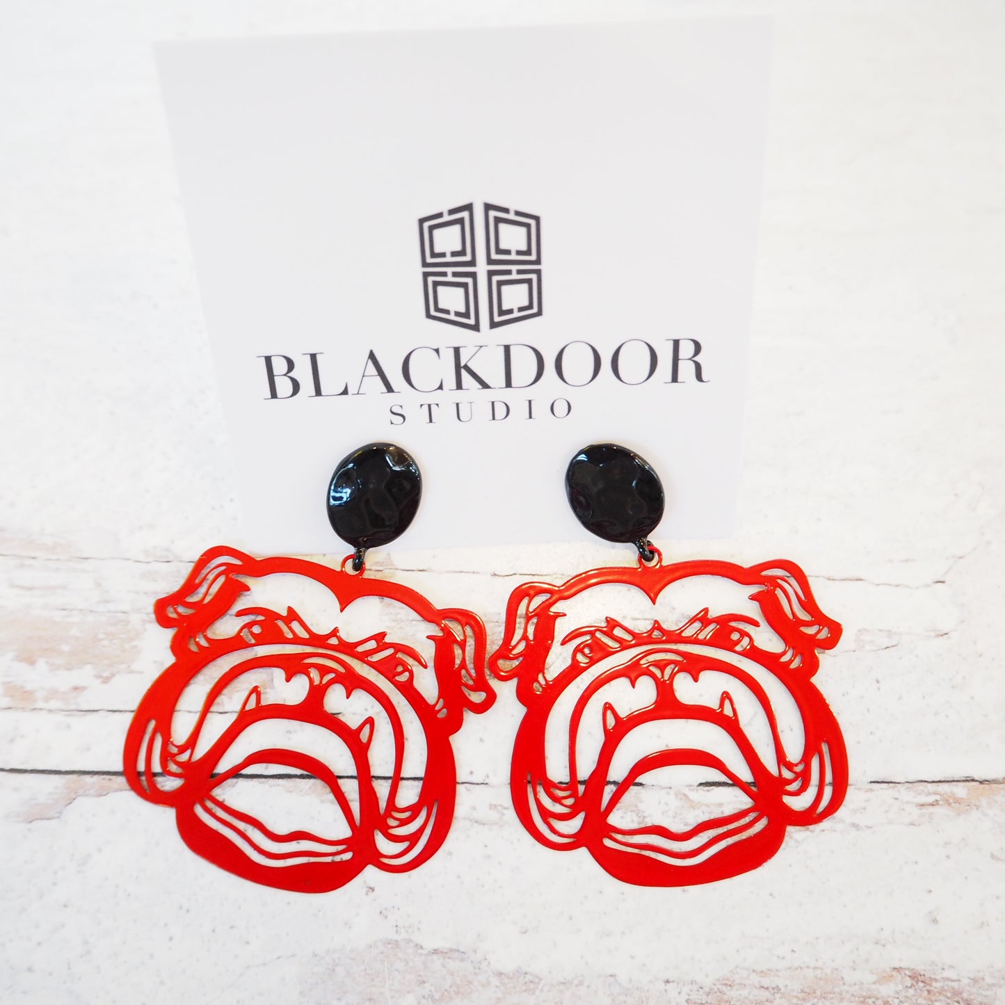 Bulldog metal earrings