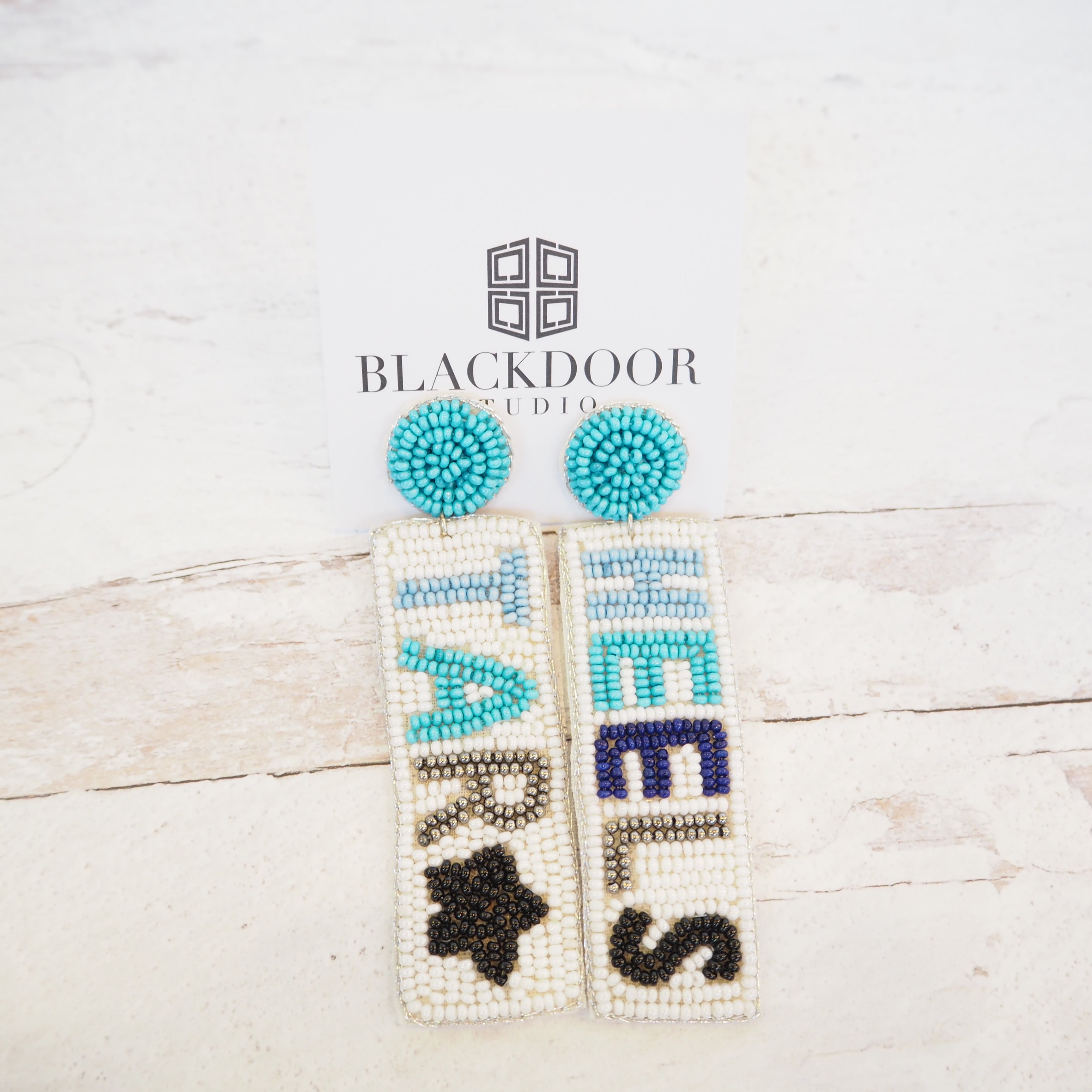 Beaded Tar Heels Beaded Earrings~Sale – Black Door Studio