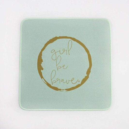 Mouse Pad with the round Girl Be Brave logo design