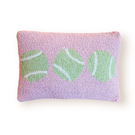 Pink Tennis Balls Hooked Pillow