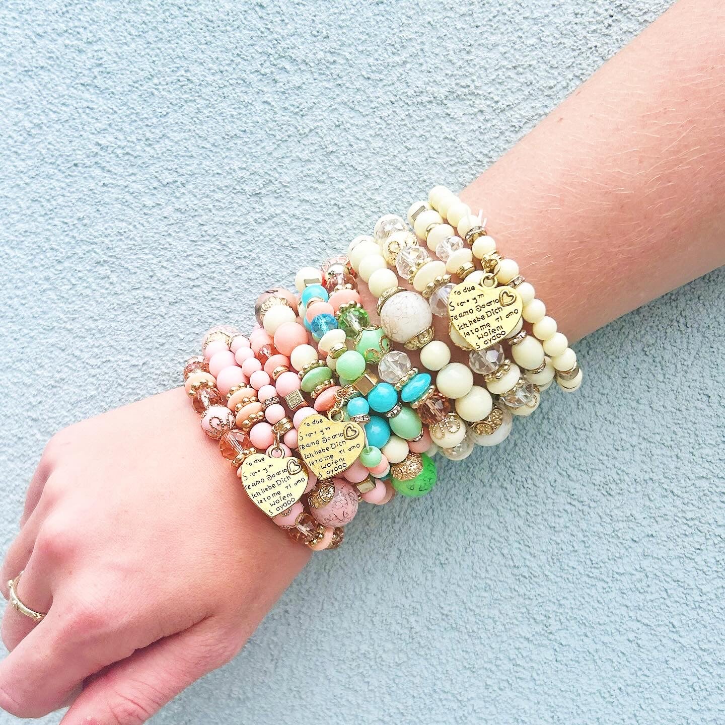 Bubblegum Beaded Bracelet Stack