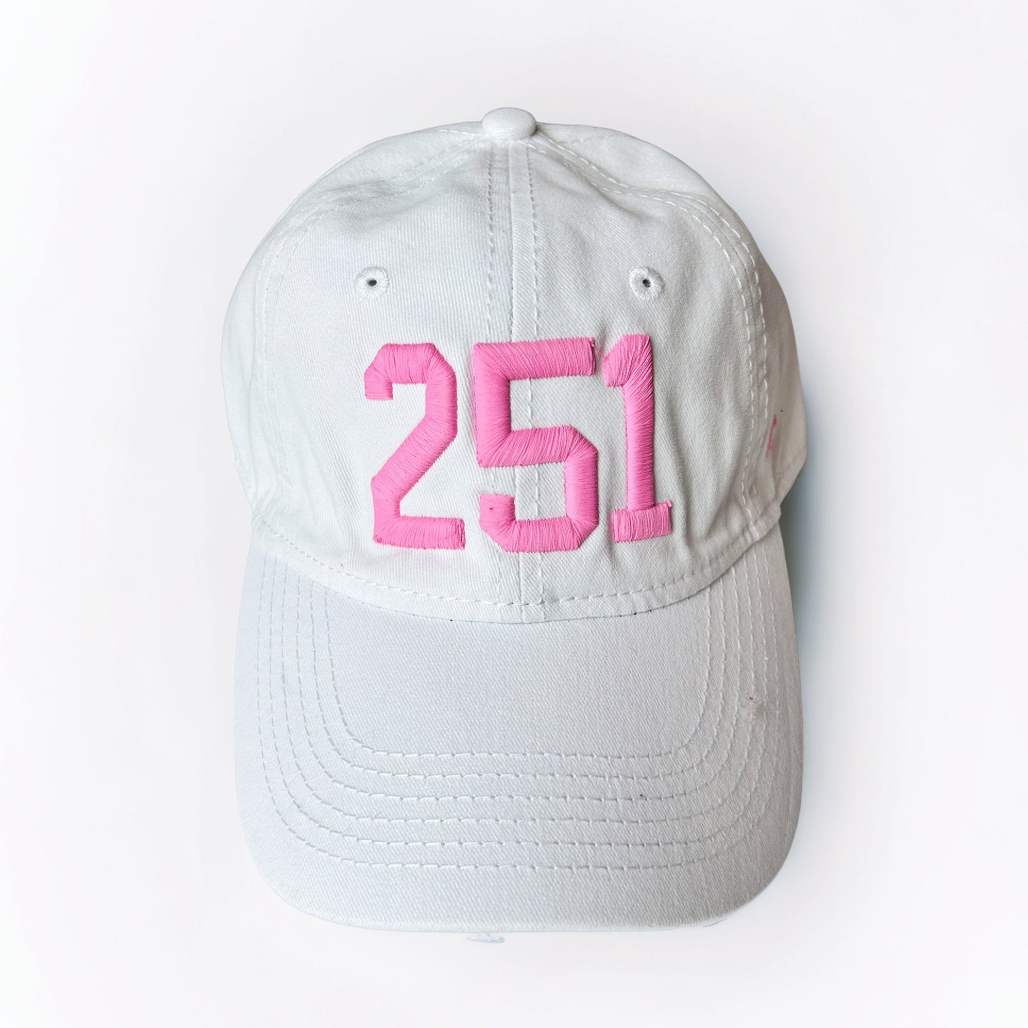 White with Pink 251 Ball Cap Hat