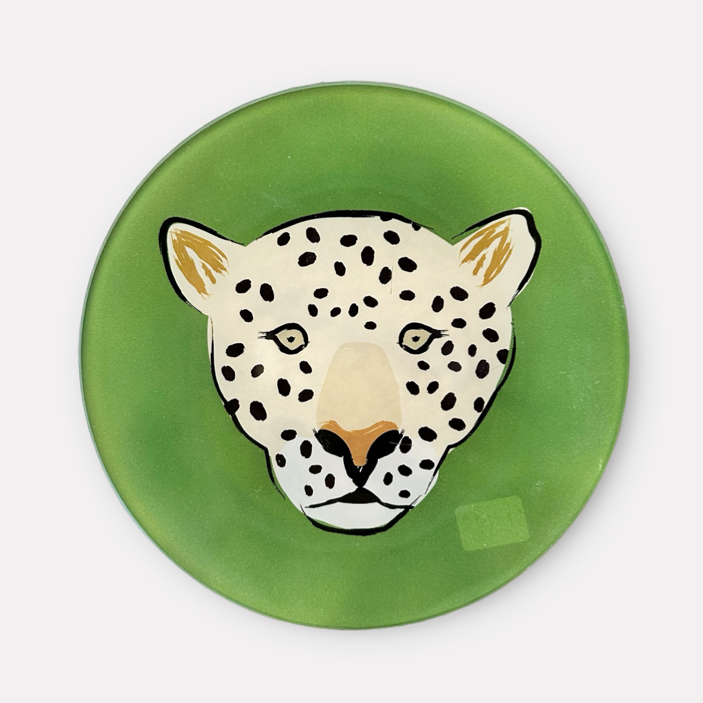 Circle Cheetah Glass Tray