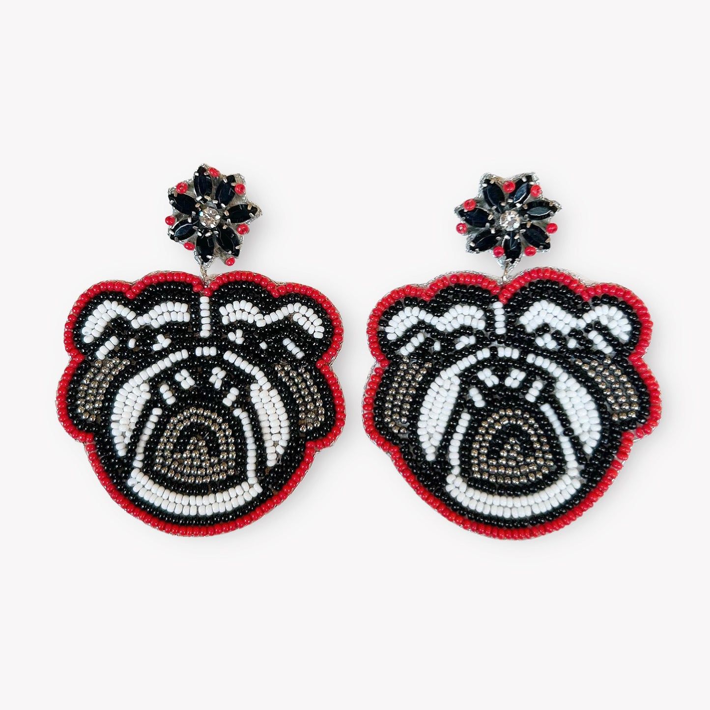 Bulldogs Beaded Earrings Sparkly Top~SALE