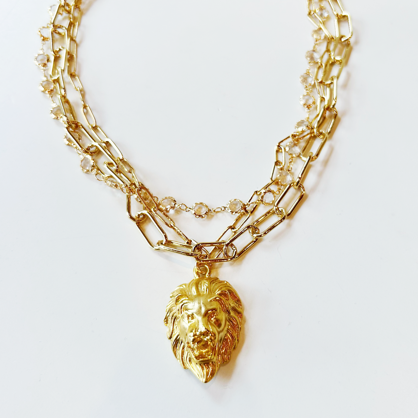 Lion Chic Triple Chain Necklace