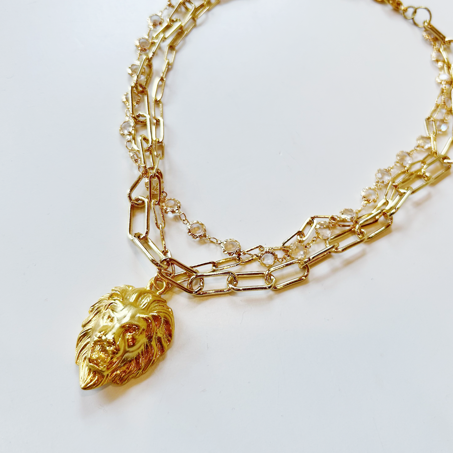 Lion Chic Triple Chain Necklace