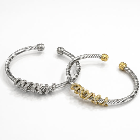 Serafina Spiral Pavé Cable Cuff Bracelet
