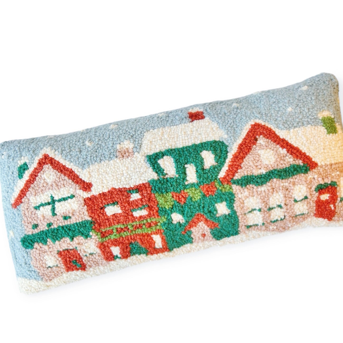 Christmas Snowy Houses Pillow