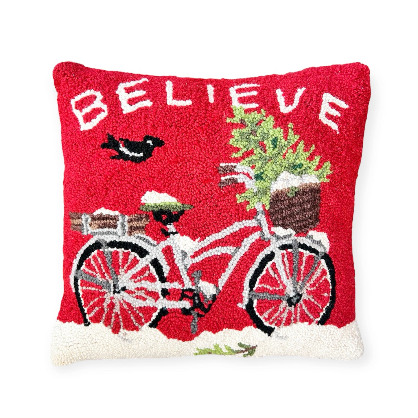 Believe Bicycle Holiday Pillow