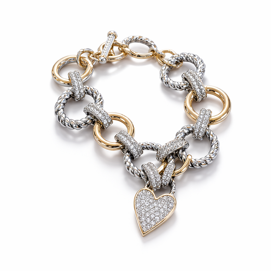 The Mixed Metal Heart Sweetheart Bracelet