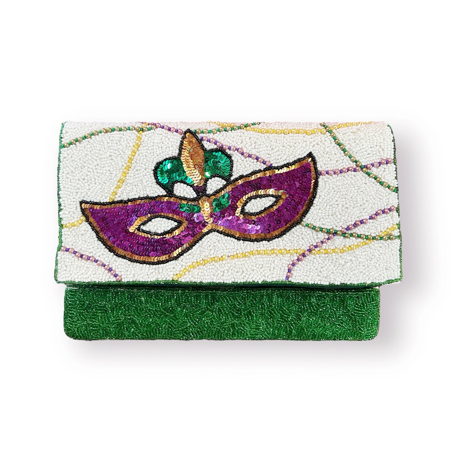 Mardi Gras Mask Beaded & Sequin Purse