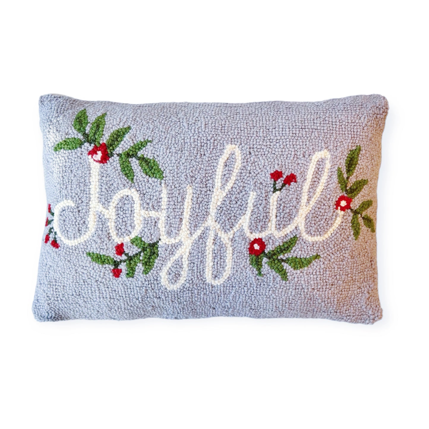 Joyful Holiday Hooked Pillow