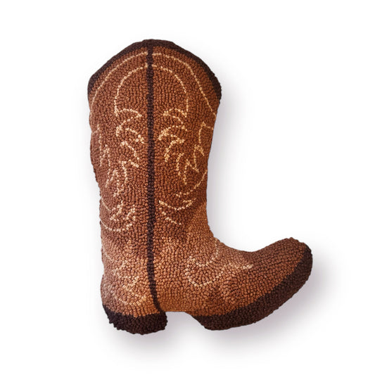 Cowboy Boot Hooked Pillow