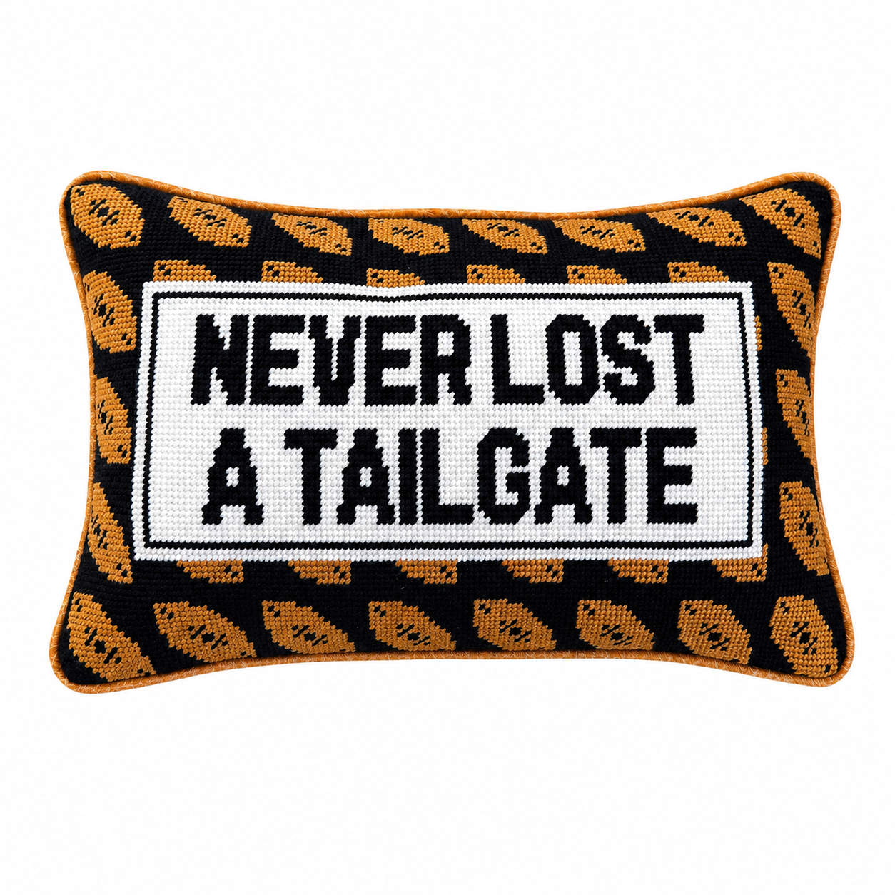 Never Lost a Tailgate Needlepoint Pillow