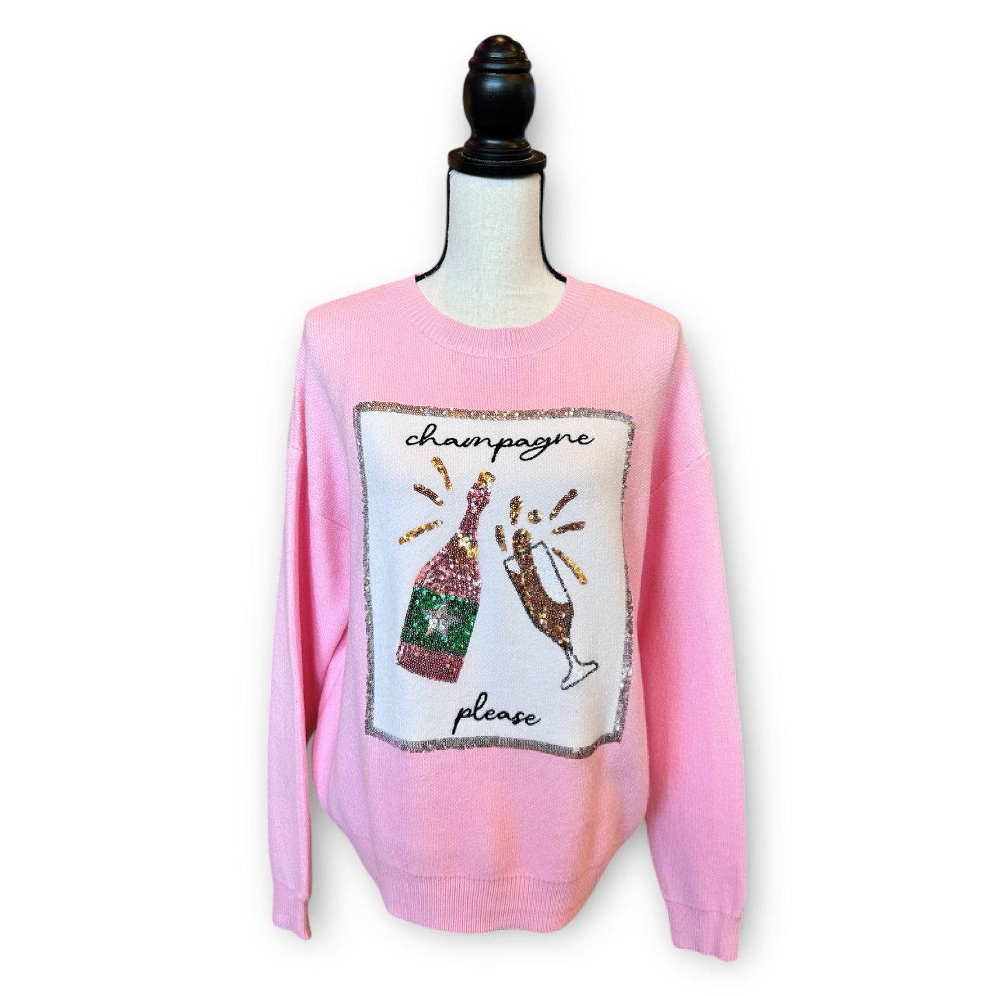 Champagne Please Sequin Sweater~Final Sale