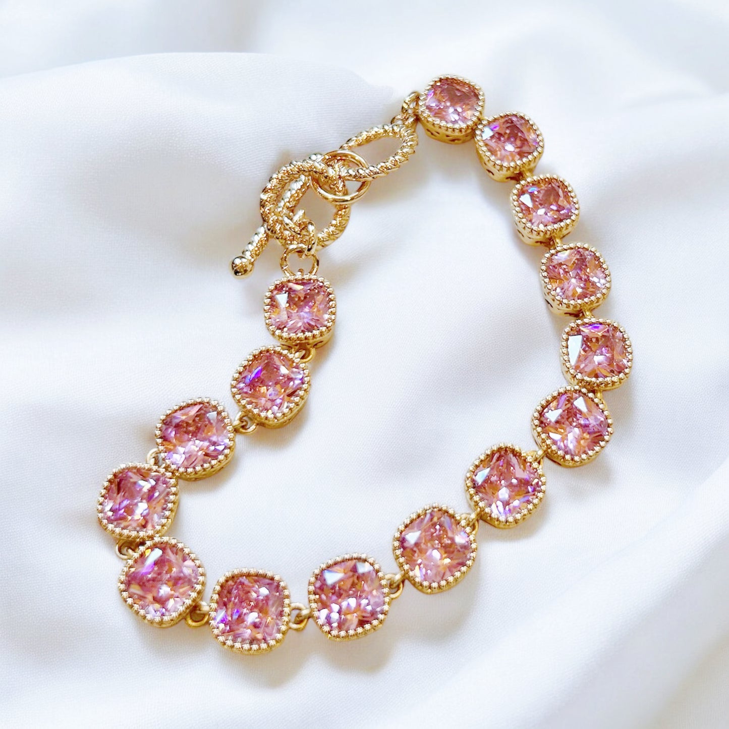 Pink Iced Out Rhinestone Bracelet