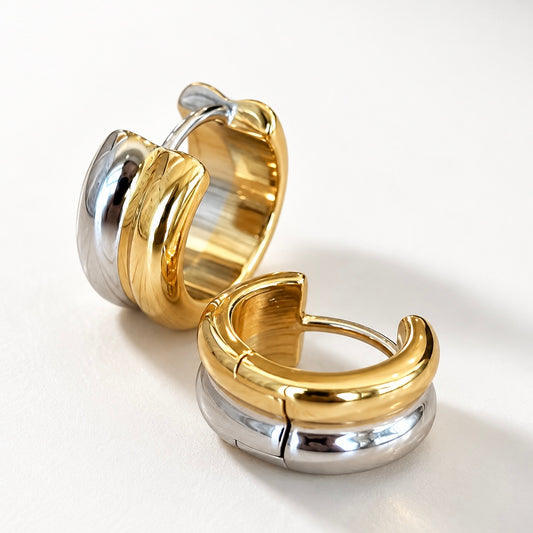 Sculpted Mixed Metal Mini Hoops