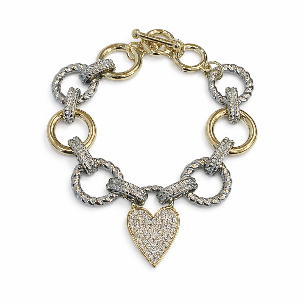 The Mixed Metal Heart Sweetheart Bracelet