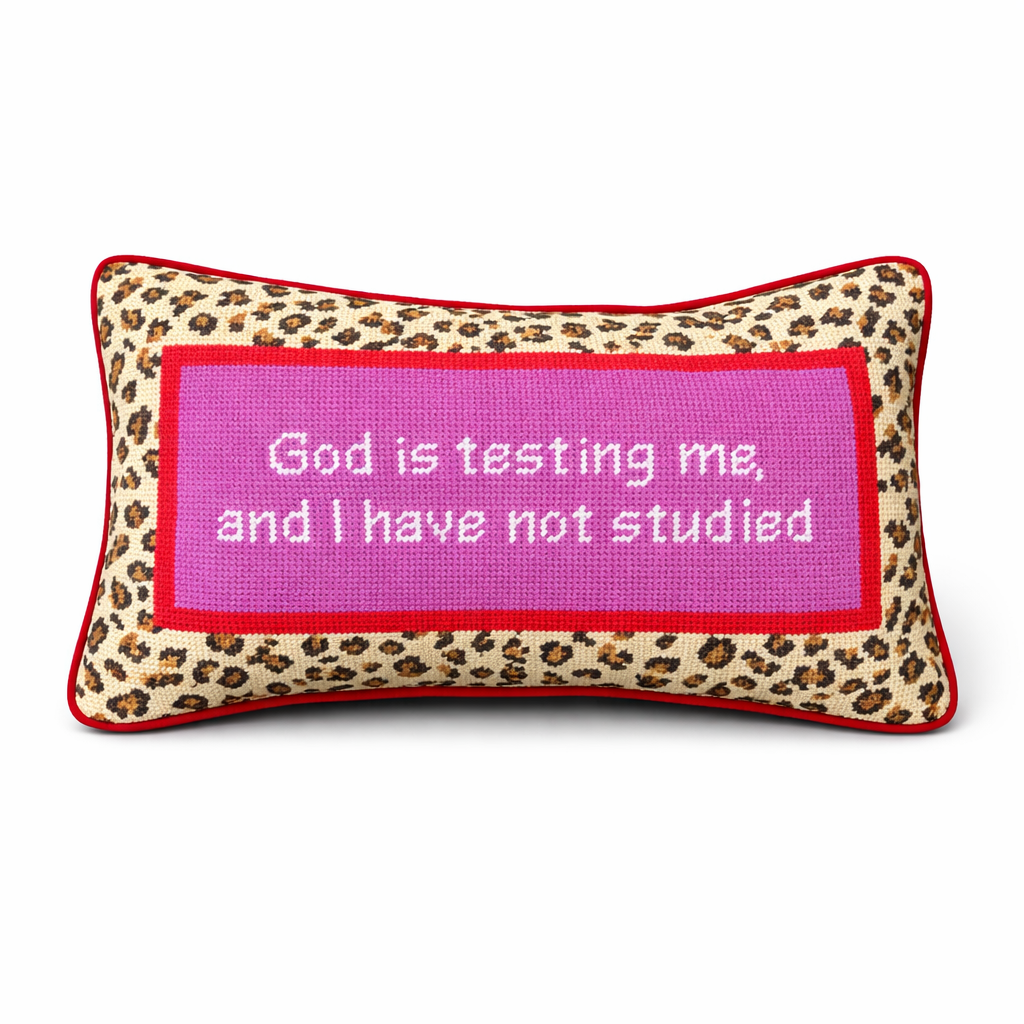 God is Testing me Needlepoint Pillow