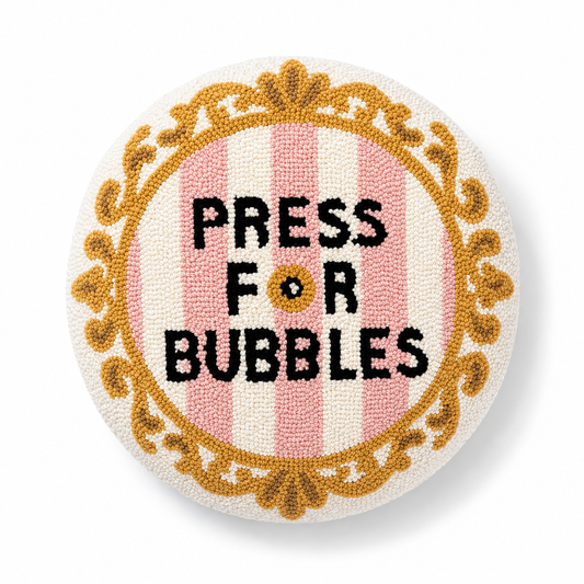 Press for Bubbles Hooked Pillow