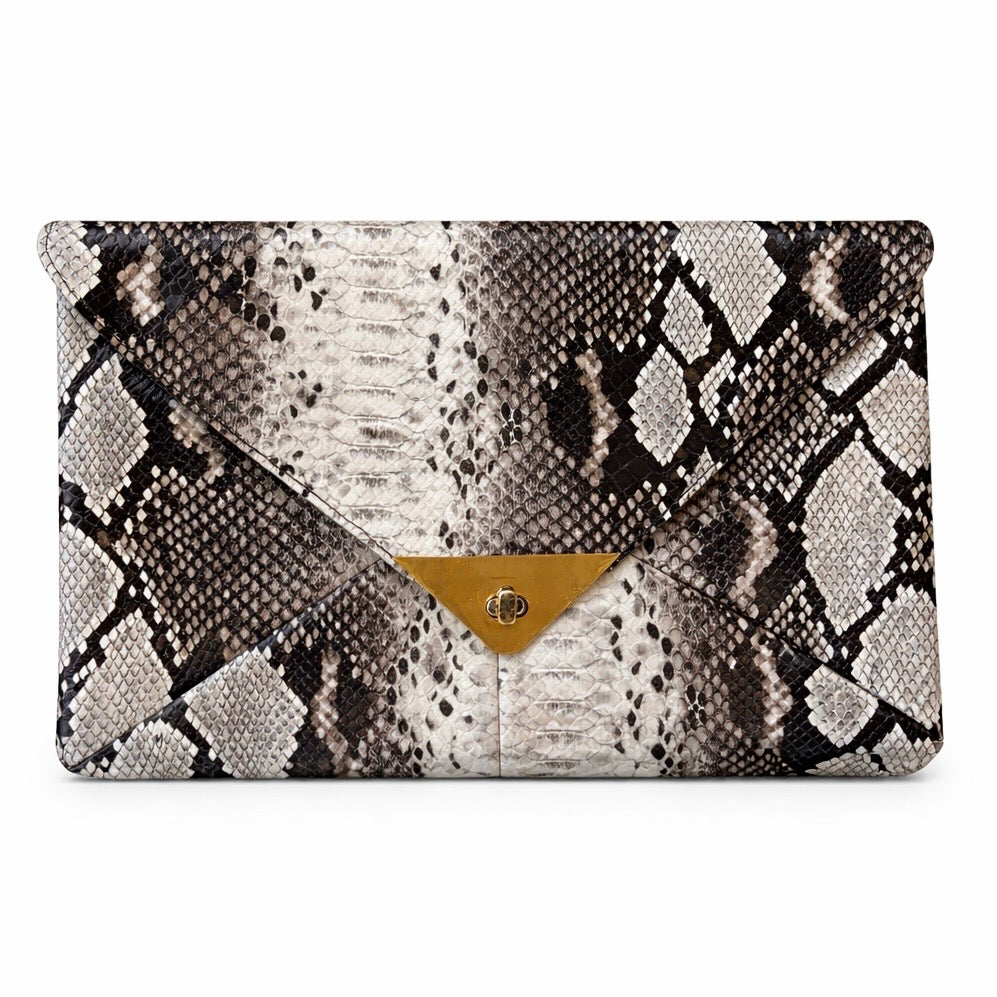Faux Snakeskin Envelope Handbag