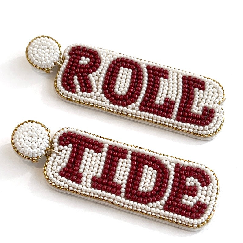 Beaded Roll Tide Earrings~SALE