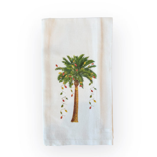 Christmas Lights Palm Kitchen Towel