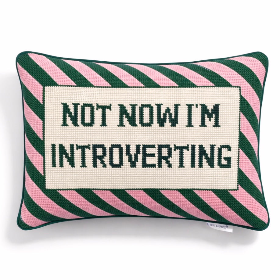 “Not Right Now I’m Introverting” Needlepoint Pillow
