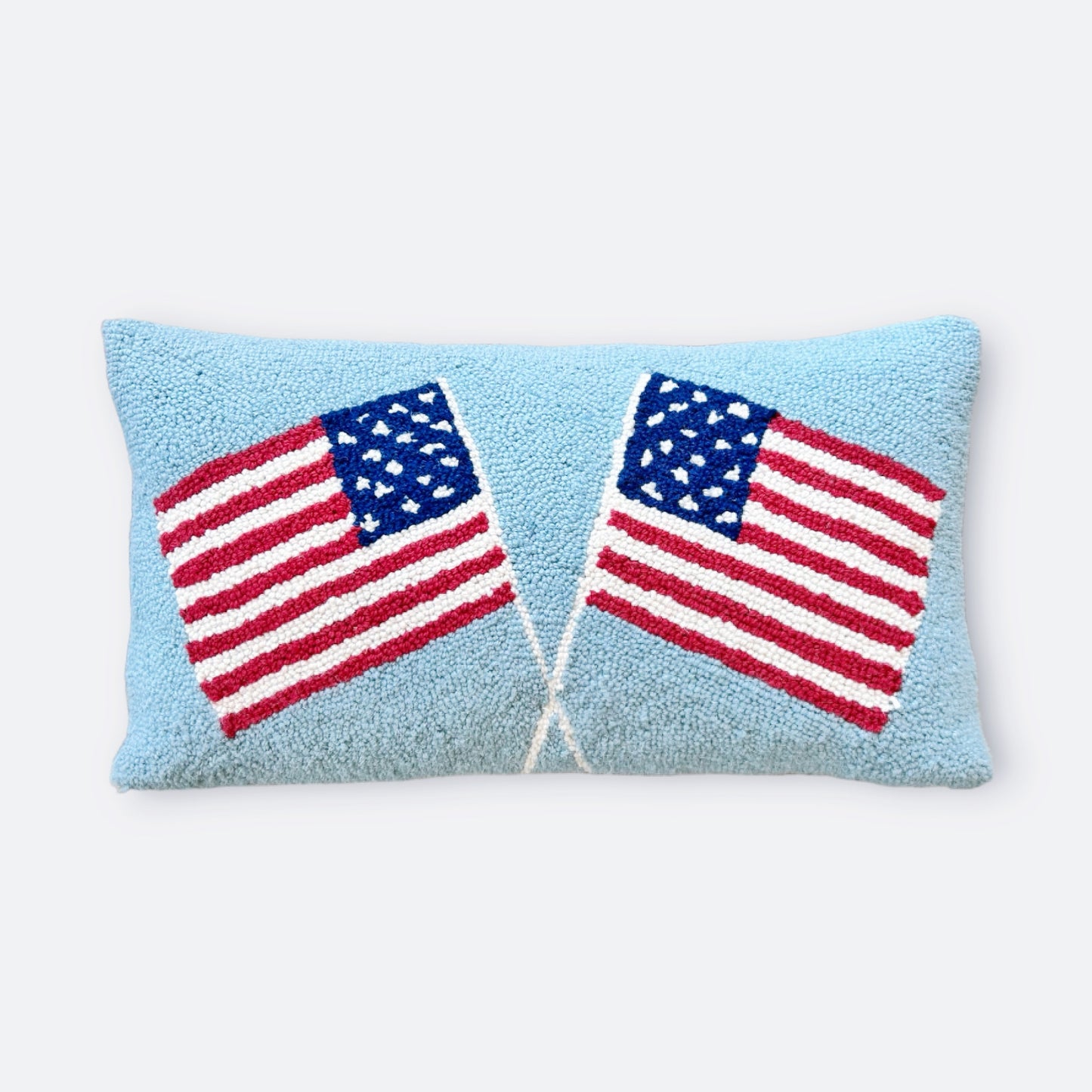 USA Flags Hooked Pillow