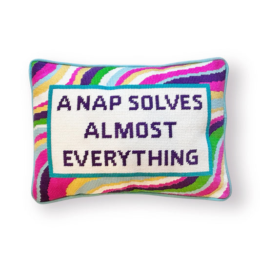 A Nap Solves Almost Everything Needlepoint Pillow