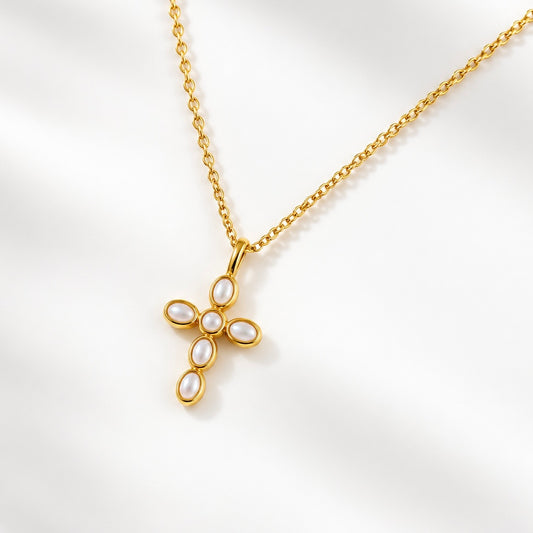 Pearly Cross Necklace