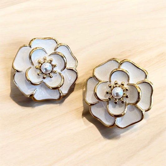 Ivory Blossom Flower Studs