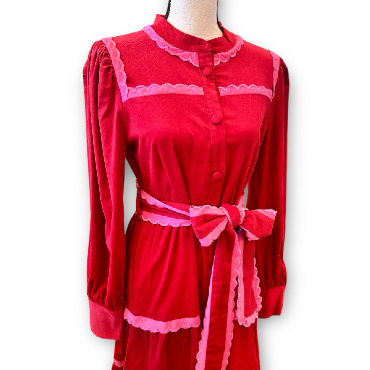 Red Corduroy Long Sleeve Maxi Dress~Final Sale