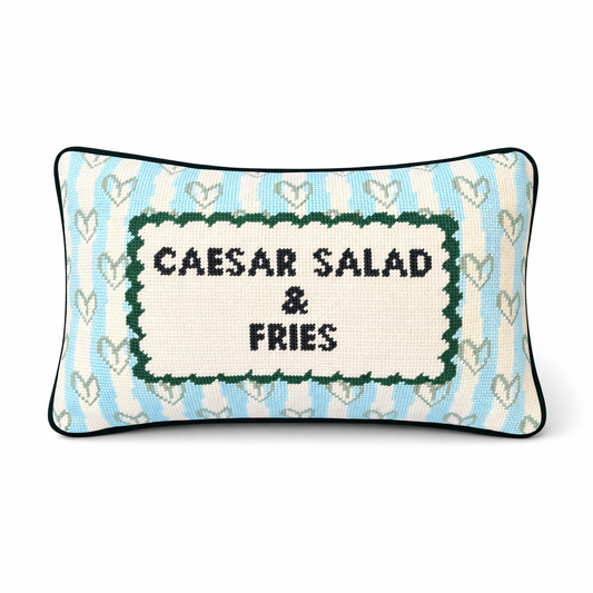 Ceasar Salad & Fries Girl Dinner Needlepoint Pillow
